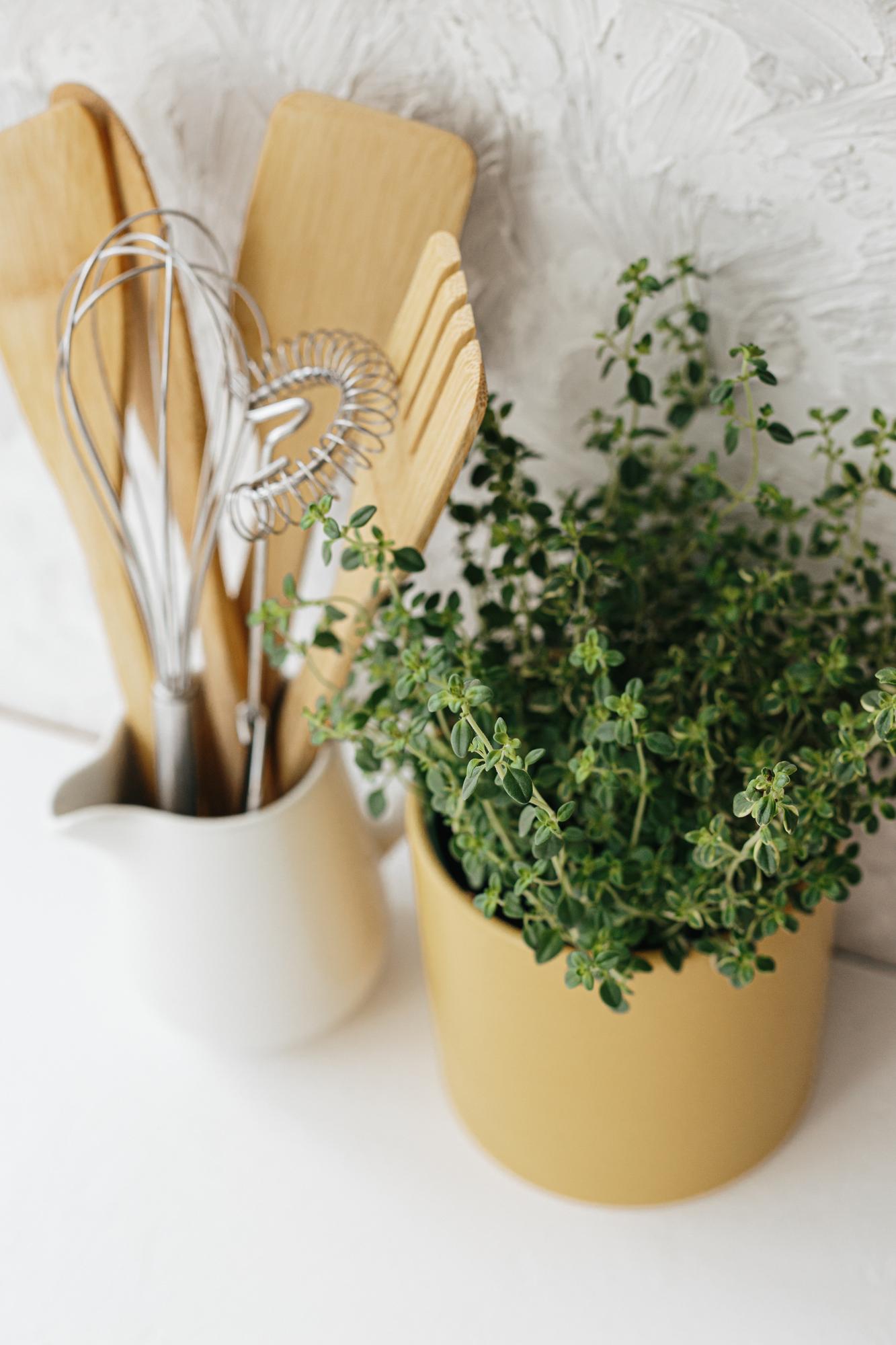 Minimal styled kitchen countertop with tools